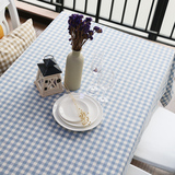 格子桌布布艺 田园餐桌布地中海棉麻清新长方形茶几布圆桌台布