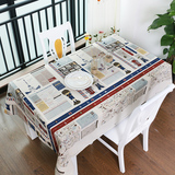 环游世界系列 棉麻桌布布艺时尚卡通餐桌布茶几布电脑台布书桌布