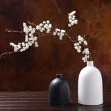 美式乡村家居装饰品摆件手工装饰花插花瓶客厅陶瓷黑白色简约花瓶