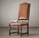 美式实木餐椅书椅欧式复古带扶手书桌椅高档酒店专用椅可定制