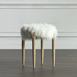 Y北欧表情/objectum/比利时现代乡村实木/白色长绒毛餐椅/坐凳