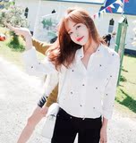 现货特惠  2016春款女装韩国代购正品Cherrykoko花朵刺绣可爱衬衫