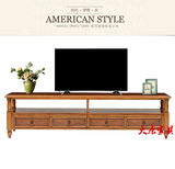 美式电视柜美式乡村实木电视柜水曲柳黑胡桃1.8-2米地柜客厅家具