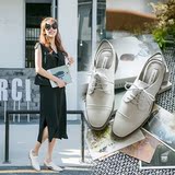 韩国2016新款真皮女鞋白色包头中跟系带凉鞋粗跟韩版潮夏季学生