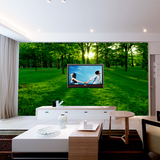 沙发客厅背景墙壁纸 3D立体墙纸 自然阳光森林风景田园大型壁画
