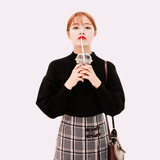 冬季韩版新款毛衣女士短款套头加厚针织衫小高领灯笼袖内搭打底衫