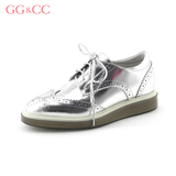 GGCC专柜正品2016春款 英伦复古时尚金属漆皮休闲鞋单鞋 G6U9011
