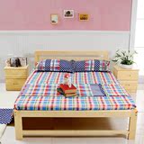框架成人单人床1.2米儿童床1.8/1.5米松木双人床 简约现代实木床