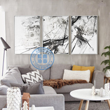 手绘黑白抽象客厅装饰画现代简约创意餐厅挂画北欧壁画沙发背景墙