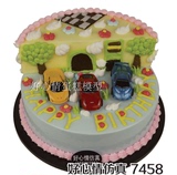 7458双层场景小汽车赛车场生日蛋糕儿童仿真塑胶蛋糕模型样品
