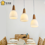 餐厅吊灯三头现代简约时尚客厅吊灯创意个性实木led饭厅吧台灯具