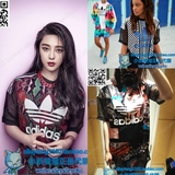 [小妖香港代購] 4月 Adidas/三葉草女款范冰冰雪纺短袖連衣裙3色