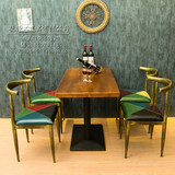 美式餐椅牛角椅咖啡厅椅实木餐椅休闲椅创意餐桌椅酒吧星巴克椅子