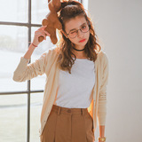 2016秋款韩国女装爆款宽松针织衫开衫短款纯色外套空调衫羊毛衫