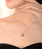 超白DEF莫桑石 18K白铂金克拉钻石吊坠时尚经典圆盘颈饰项链包邮