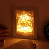 龙猫创意设计光影纸雕剪影纸雕灯DIY智能小夜灯礼物台灯遥控灯