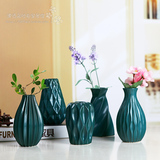 花瓶绿色陶瓷现代简约风格餐桌台面客厅家居 装饰花插花器摆件