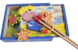 蒙氏木制钓鱼玩具亲子幼儿园儿童早教手眼协调教具木盒钓鱼板游戏