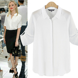 职业白衬衫女装夏季铜氨丝七分袖制服真丝简约通勤高品质白色衬衣