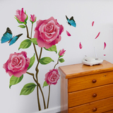 墙贴纸贴画月季玫瑰卧室温馨创意花朵墙壁纸自粘装饰客厅沙发背景
