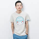 原创日系男装夏季个性卡通小猫印花韩版青年圆领休闲短袖T恤男