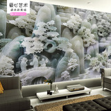 玉雕 电视 瓷砖背景墙 陶瓷影视墙 中式大型山水壁画 客厅3D立体