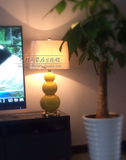 鸣途照明2016陶瓷白炽灯卧室简约美式黄色三节葫芦9年LED装饰台灯