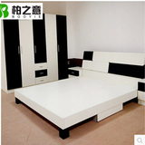 柏之意重庆厂家定制卧室家具简约现代黑白组合平拉门衣柜床经济型