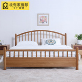 北欧日式橡木床全实木1.8米 环保无漆纯原木卧室家具muji双人床