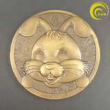 上币卡通兔大铜章 生肖兔 黄铜60毫米 上海造币有限公司