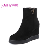 Josiny/卓诗尼2015秋冬新款短靴女鞋休闲绒面坡跟时装靴154678454