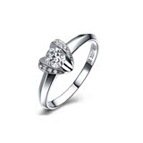 包邮正品18K铂白金莫桑石优白G色结婚钻石戒指心形订婚婚礼女戒