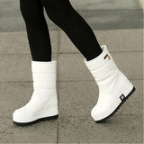 2015冬季新款防水防滑棉鞋厚底松糕短靴韩版白色中筒雪地靴女靴子