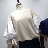 2016春季韩国正品代购PURPLE宽松泡泡袖灯笼袖蝴蝶结可爱上衣T恤