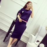 六公主 2016夏季新款韩版针织圆领短袖上衣+纯色包臀裙套装女