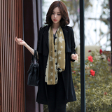 风衣女中长款 木香屋韩国代购6223修身直筒长袖气质黑色韩版外套