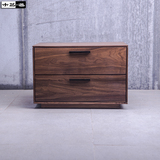 定制黑胡桃木床头柜简约北欧日式纯实木床头柜方形希尔巴赫床头柜