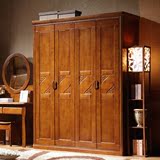 实木衣柜橡木实木衣橱2门3门4门5门6门现代中式卧室房间组装衣柜