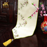 现代中式桌旗古典刺绣花餐桌旗桌布茶几桌旗床旗装饰布