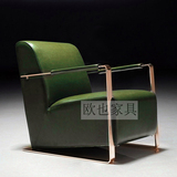 休闲懒人椅现代简约客厅北欧创意时尚皮设计师单人沙发椅不锈钢椅
