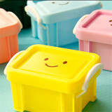 微笑收纳盒锁扣盒创意迷你桌面饰品收纳盒食玩配件整理盒
