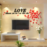浪漫蝴蝶3D水晶亚克力立体墙贴客厅电视沙发背景墙墙面装饰贴画纸