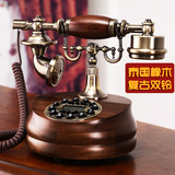 实木创意复古座机电话机美式仿古固定电话机欧式家用客厅电话机
