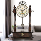 欧式座钟客厅台钟实木静音复古创意时钟摆件坐钟仿古钟表床头卧室