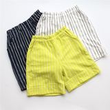 日本原单16夏新款 纯棉条纹印花针织儿童 女童宽松短裤