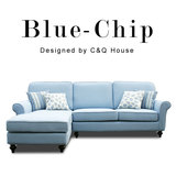 CQHOUS欧美式浅蓝色地中海转角组合沙发客厅休闲布艺沙发贵妃椅