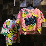 夏季韩国小清新水果亮片字母显瘦短款短袖T恤女上衣