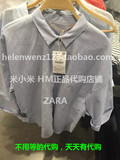 ZARA zara专柜正品代购2016新款女装细条纹纯色单口袋宽松衬衫