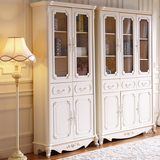卡莱拉 欧式家具 两门三门书柜 实用储物柜子自由组合玻璃柜 书橱