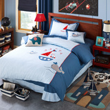 美式儿童床上用品1.2m床四件套三件套男孩1.5m纯棉卡通样板房床品